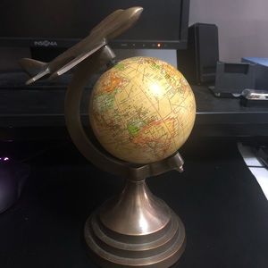 Decorative globe with airplane detail